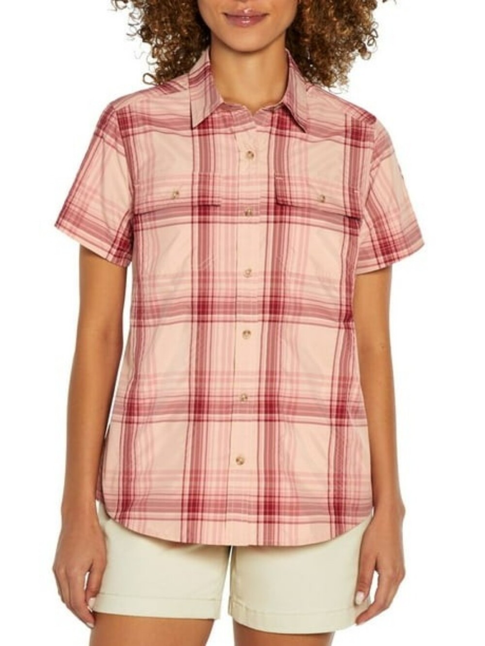 NWT Short Sleeve Adventure Shirt (Peach Starling Plaid) - Eddie Bauer
